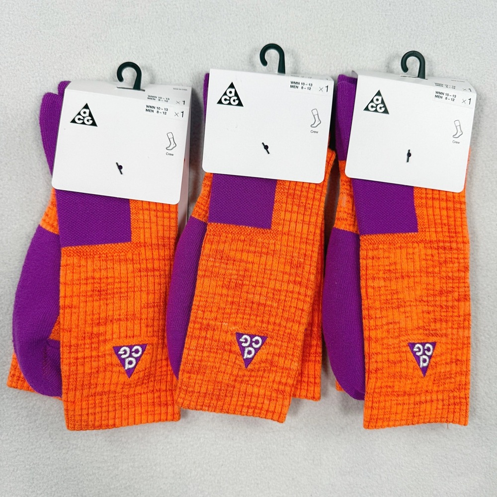 Nike Acg Everyday Crew Socks 3 Pack / Size L (Mens 8-12) / Orange Purple